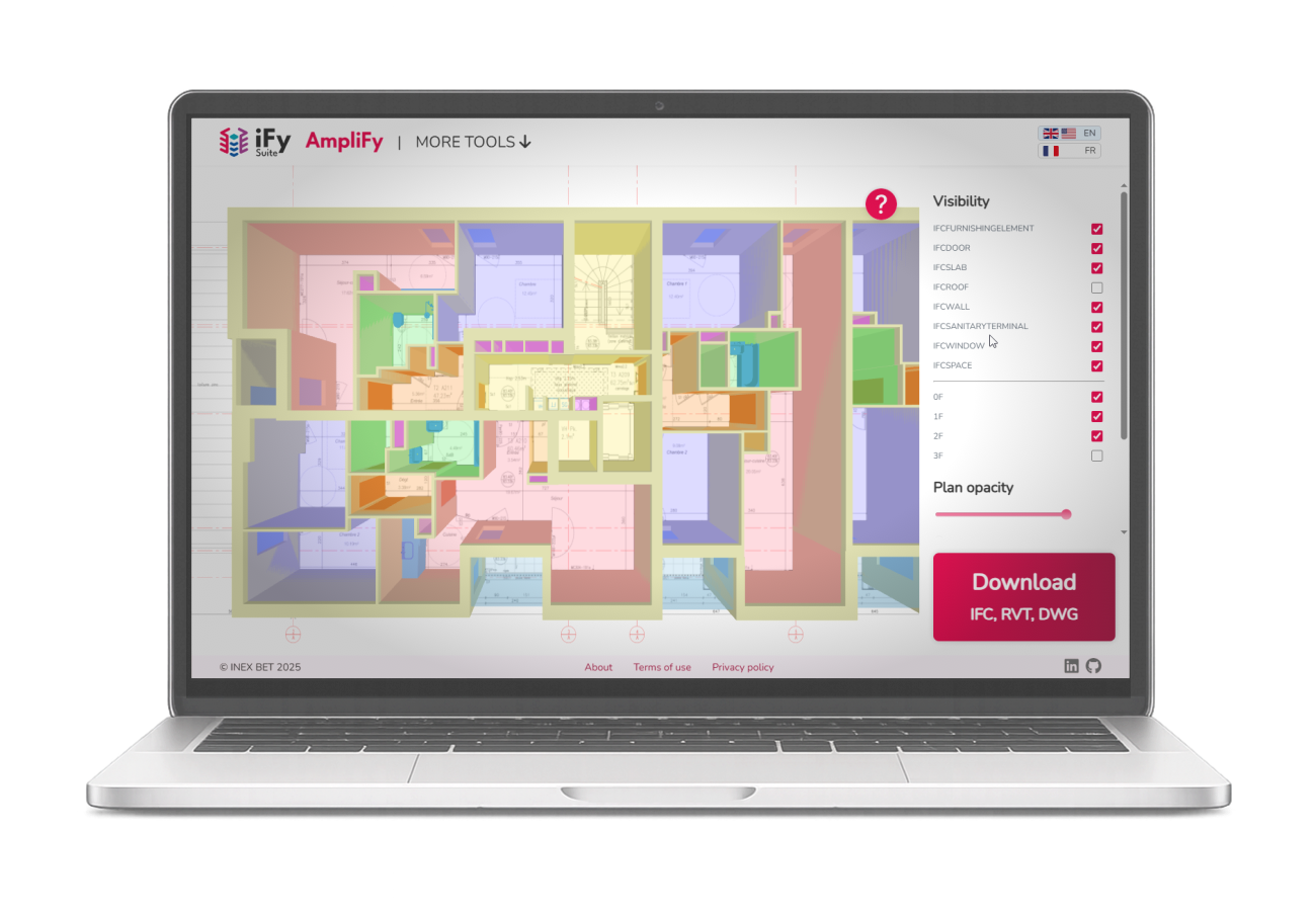 AmpliFY dashboard with plan-to-BIM conversion